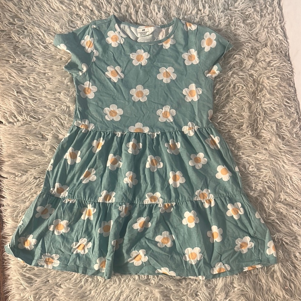 Floral Kids Dress in jade